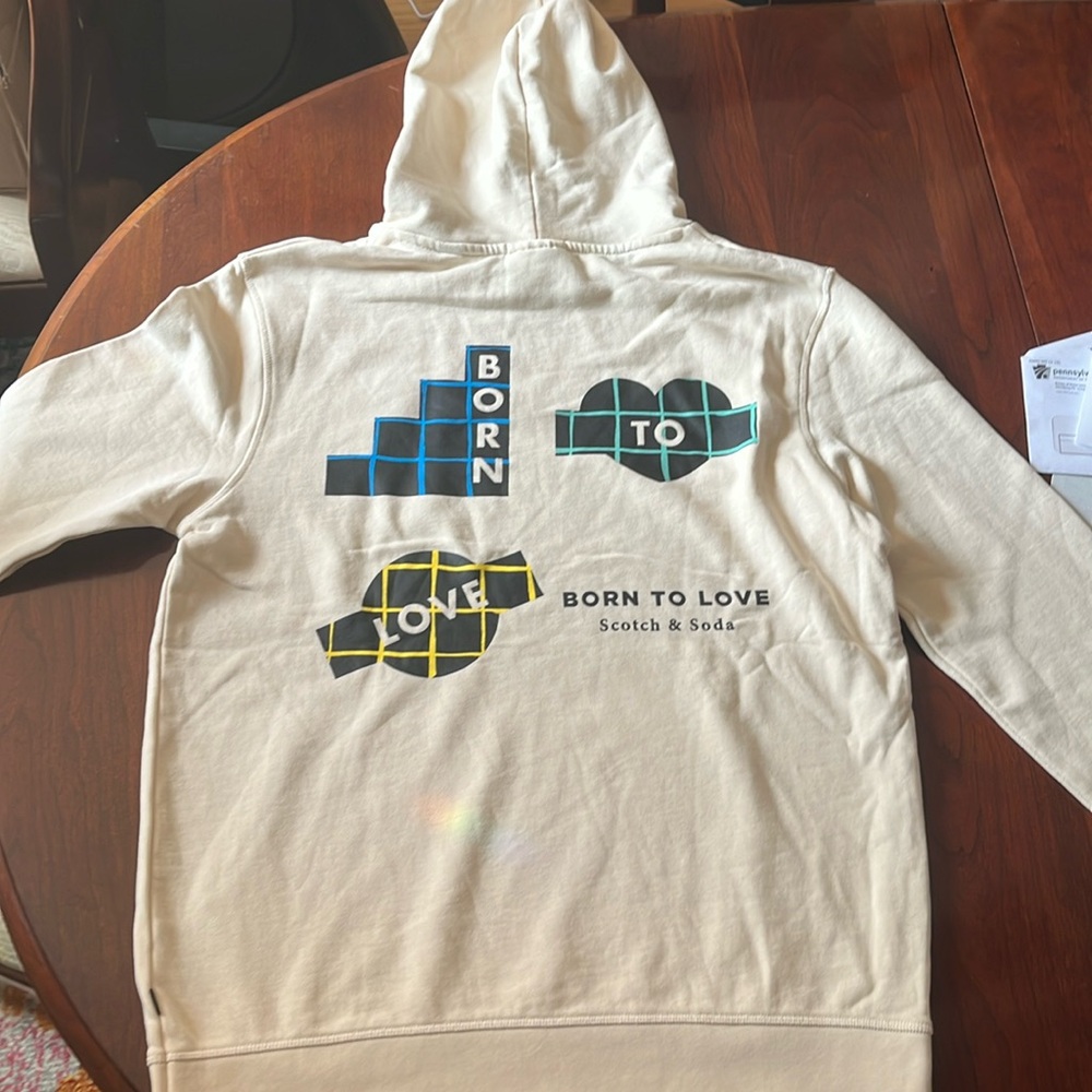 Scotch & Soda “born to love” Cream Hoodie